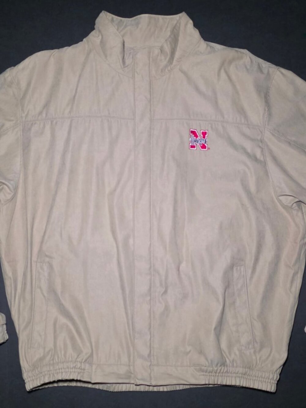 Antigua Nebraska Cornhuskers Mens Beige Full Zippered Jacket Size Large